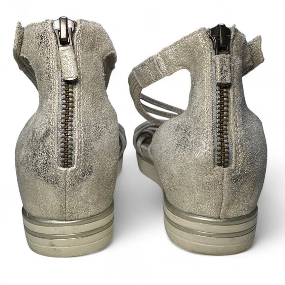 Eileen Fisher Women's Shea Suede Platform Wedge Sandals Size 7 Platinum - Picture 4 of 13